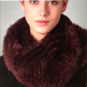 Vince Luxurious Rabbit Fur Infinity Circle Scarf
